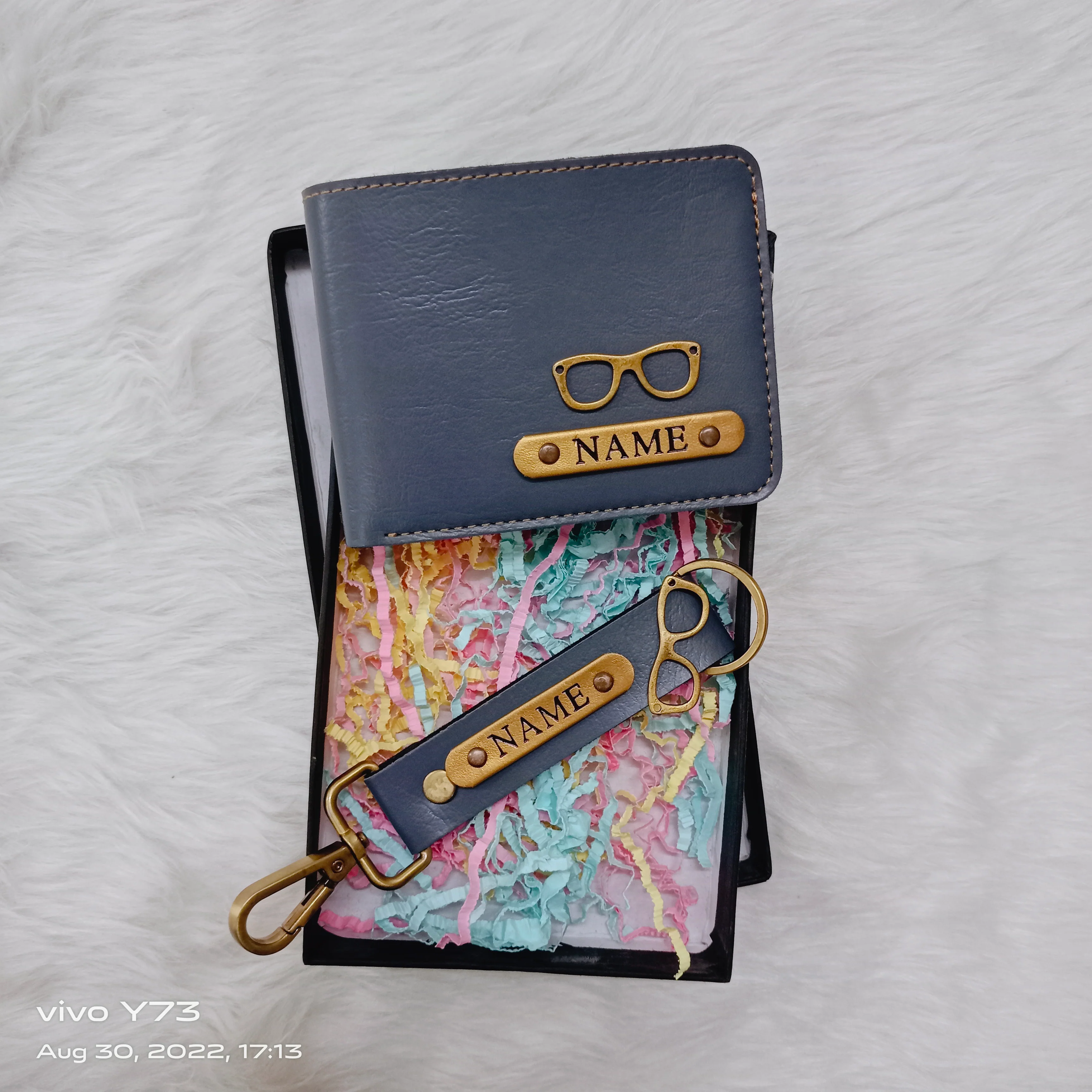Set of Customised Name Wallet and Name Keychain